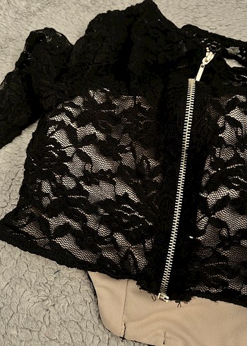 36 Beden Dantelli Yarasa Kol Korse Detaylı Bluz