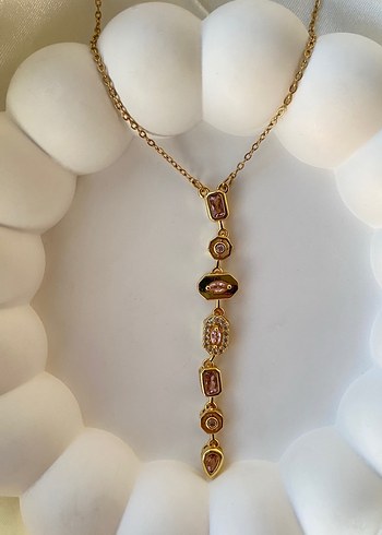 swarovski Çelik Gold Y kolye