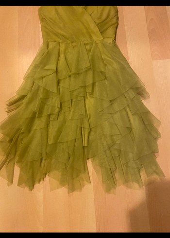 Bohem Tarzı Haki Midi Kat Kat Elbise - Görsel 2