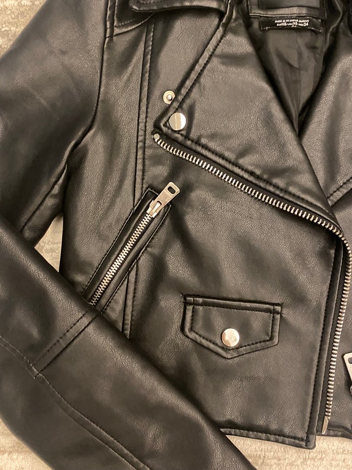 Siyah Deri Biker Ceket - Görsel 3