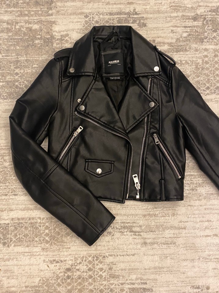 Siyah Deri Biker Ceket - Görsel 2
