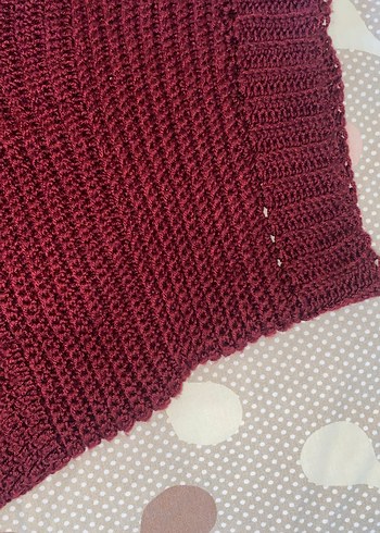 Bordo Örgü Mini Şort - Görsel 2