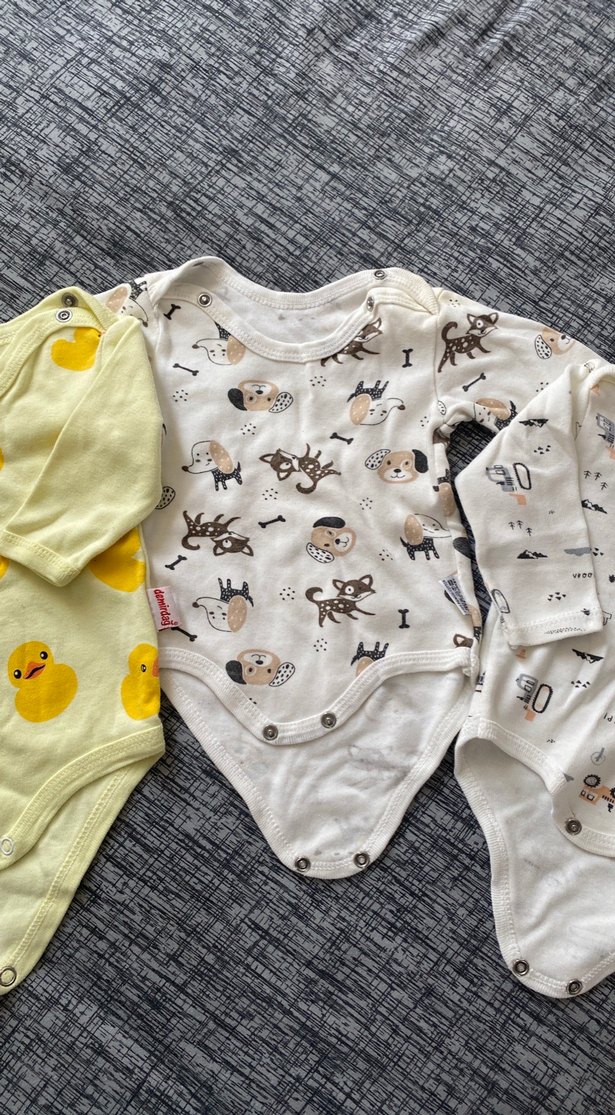 Sarı Kaplumbağa Yaka Pamuklu Bebek Body - Görsel 3