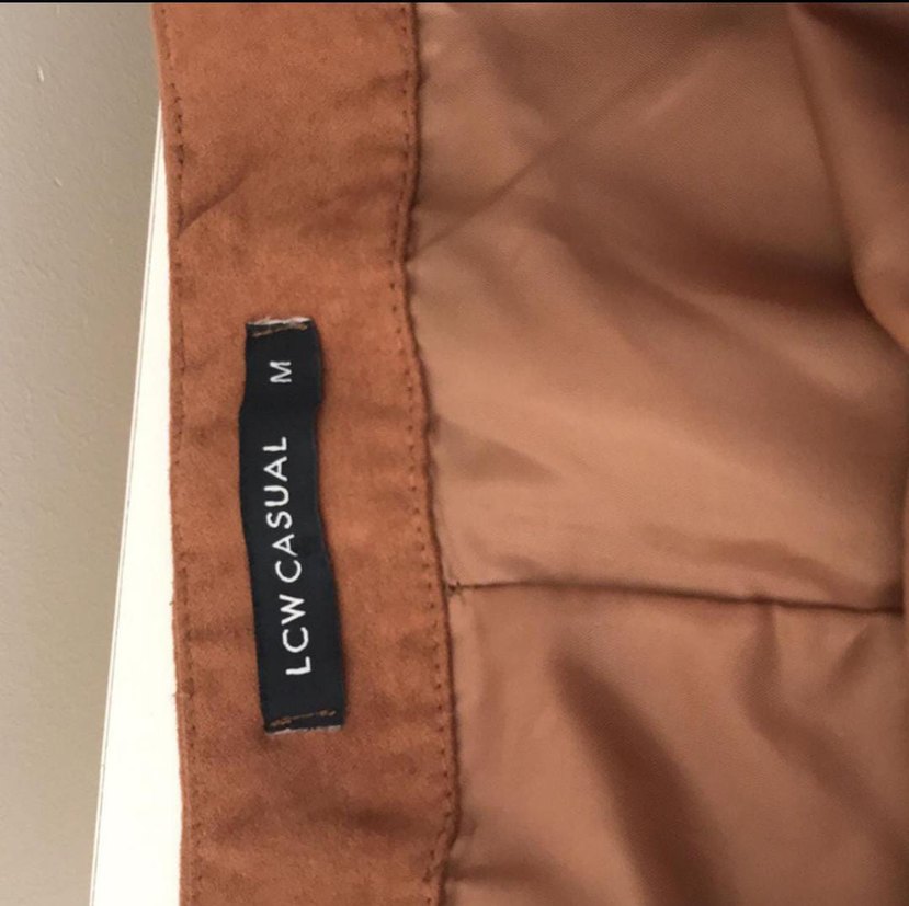 Düğmeli Kahverengi Süet Midi Etek - Görsel 3