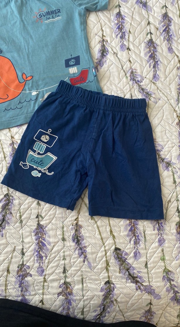 Mavi Baskılı Yazlık Bebek Erkek Takımı - Görsel 2