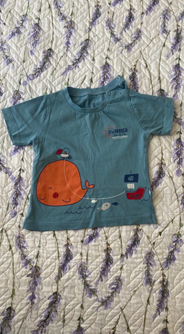 Mavi Baskılı Yazlık Bebek Erkek Takımı - Görsel 3