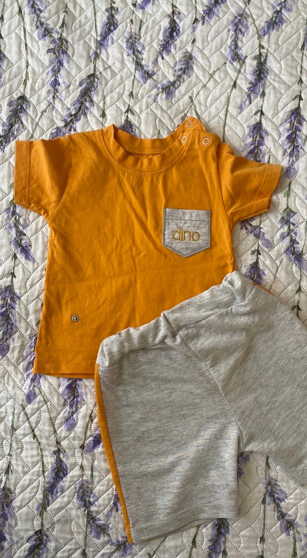 Gri Cepli Kısa Kollu Erkek Bebek Takımı - Görsel 2