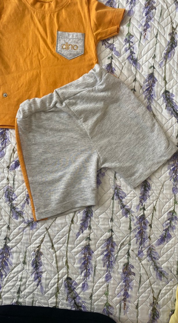 Gri Cepli Kısa Kollu Erkek Bebek Takımı - Görsel 3