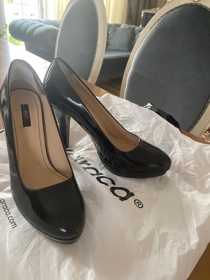 Siyah Rugan Stiletto Topuklu Kadın Ayakkabı - Görsel 2