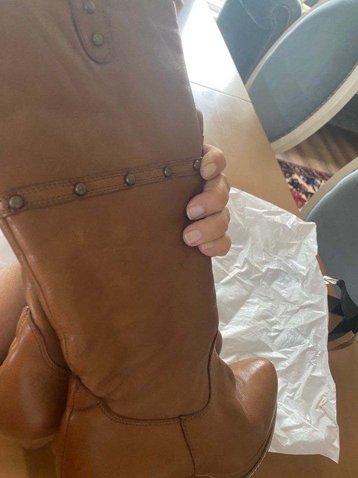 Kahverengi Deri Tokalı Kadın Dizüstü Çizme - Görsel 3