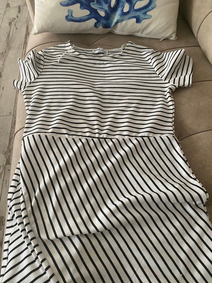 Çizgili Midi , Kısa Kollu etek capraz - Görsel 3