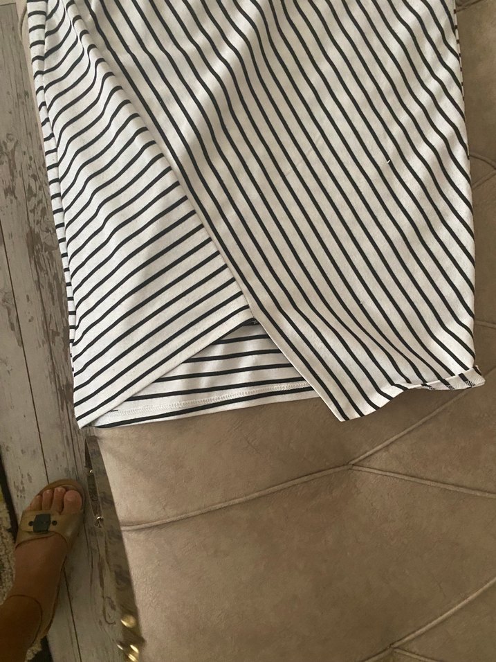 Çizgili Midi , Kısa Kollu etek capraz - Görsel 2