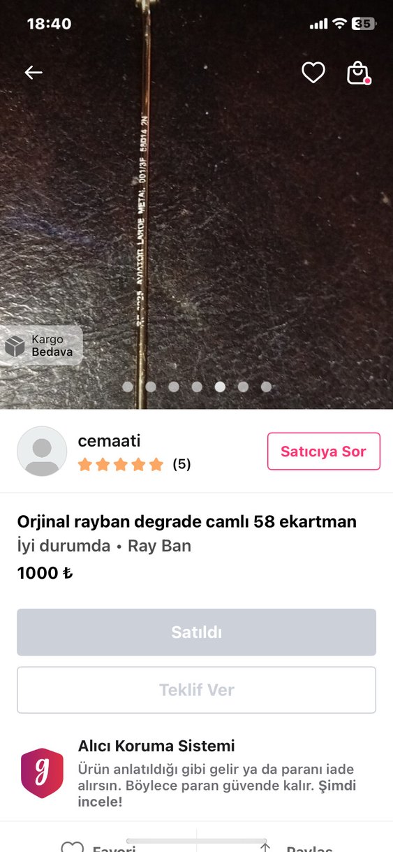 Rayban mavi degrade orijinal - Görsel 4