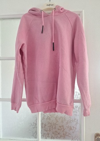 Kadın Pembe Kapüşonlu Rahat Sweatshirt
