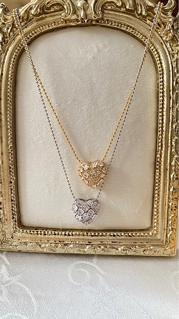 Kristal Kesim Taşlı Kalp Kolye - Görsel 2