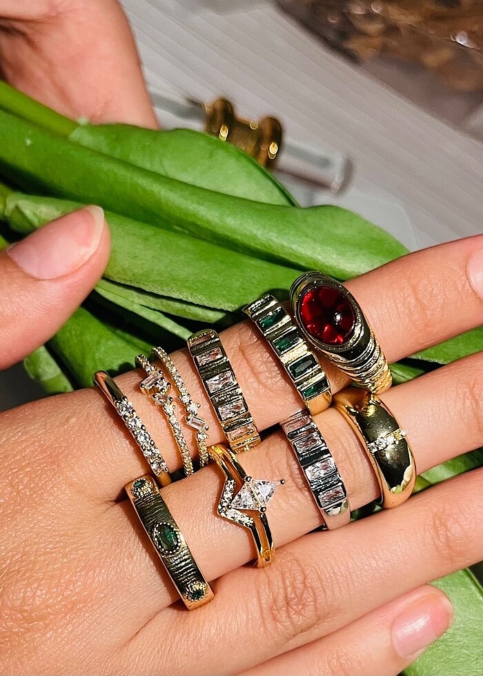 Taşlı Bombeli Yüzük - Görsel 2