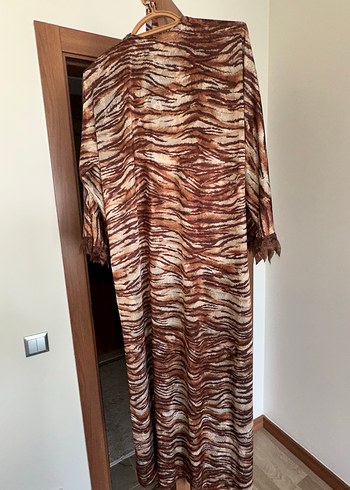 Diğer Kahverengi Bohem Uzun Kadın Kimono