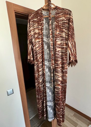 Kahverengi Bohem Uzun Kadın Kimono