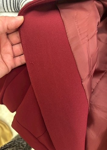 44 Beden Bordo Uzun Kadın Klasik Kesim Düğmeli Kaban