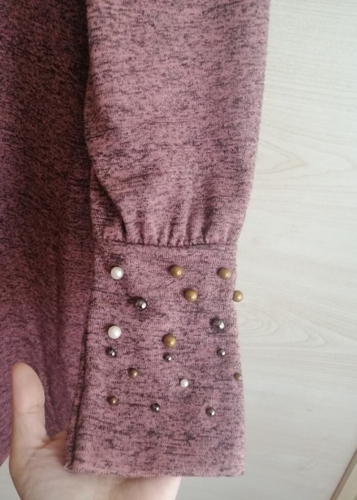 Sefamerveden gül kurusu incili tunik - Görsel 4