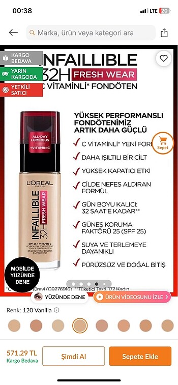Beden Renk Loreal Infaillible fondöten