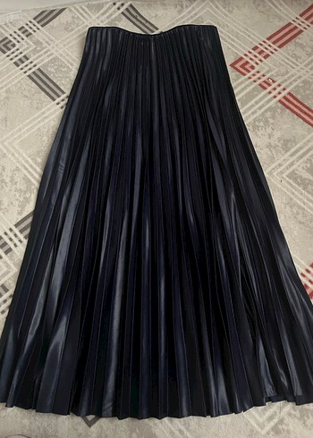 Lacivert Piliseli Uzun Kadın Etek - Görsel 2