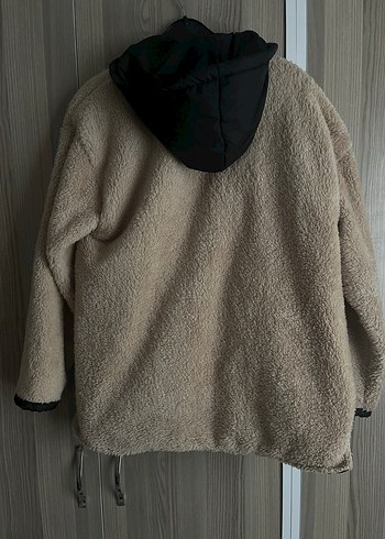 Bej Peluş Detaylı Midi Kadın Ceket - Görsel 2