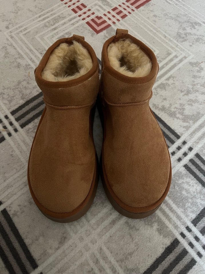 Kahverengi Kürklü Süet Kadın Platform Bot ugg - Görsel 2