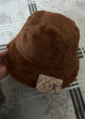 Kahverengi Kürklü Kadın Şapka peluş tüylü - Görsel 2