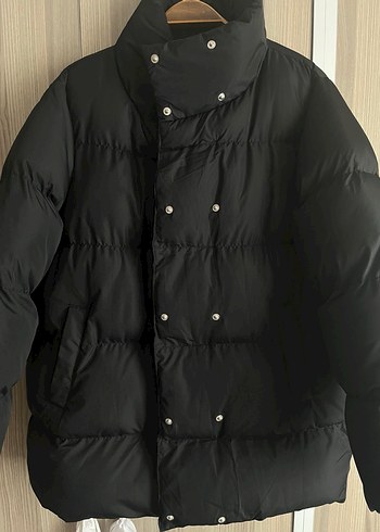 Düğmeli Siyah Kadın Kışlık Mont şişme mont - Görsel 3