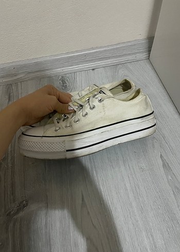 Beyaz Platform Topuklu Minimalist Kadın Spor Ayakkabı - Görsel 2