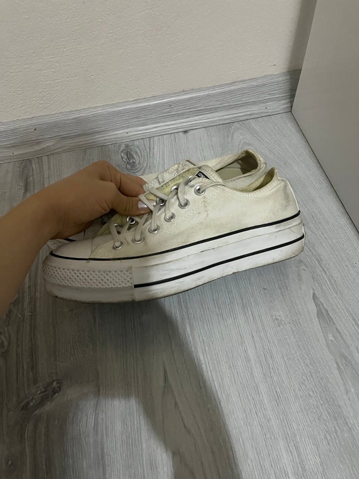 Beyaz Platform Topuklu Minimalist Kadın Spor Ayakkabı - Görsel 2