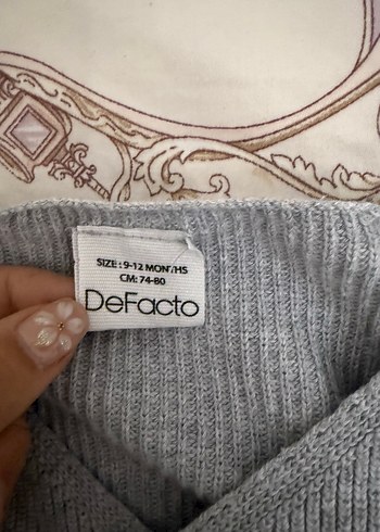 Defacto Gri V Yaka Uzun Kollu Örgü Kadın Kazak