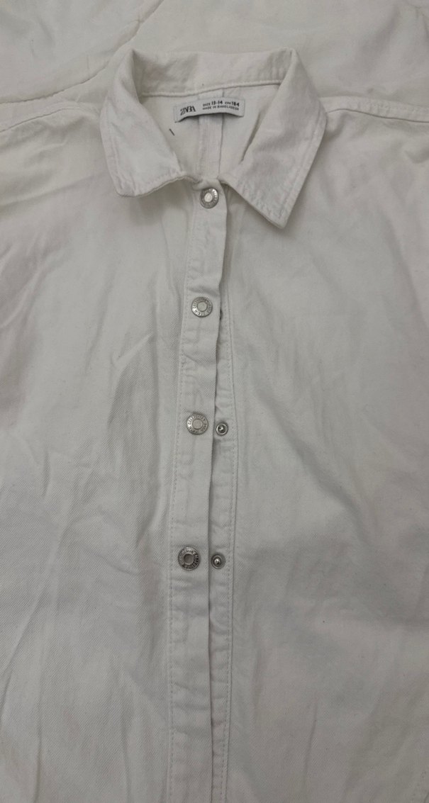 Kadın Beyaz Keten Kısa Kollu Gömlek - Görsel 2