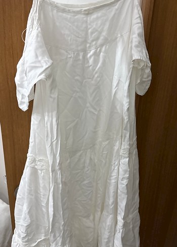 Beyaz Bohem Midi Elbise - Görsel 5