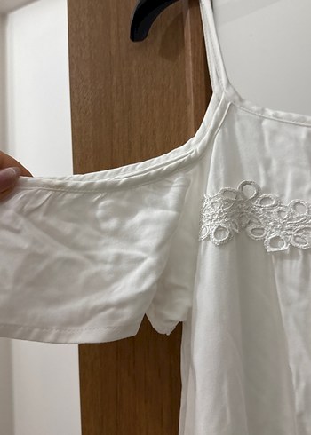 Beyaz Bohem Midi Elbise - Görsel 3