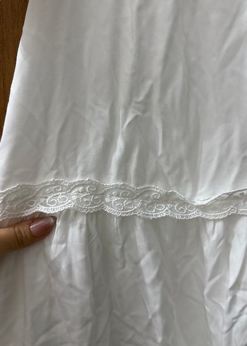 Beyaz Bohem Midi Elbise - Görsel 4