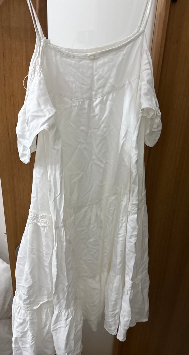 Beyaz Bohem Midi Elbise - Görsel 5