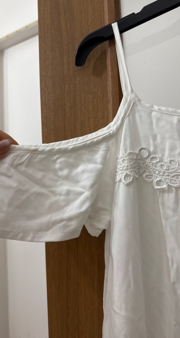 Beyaz Bohem Midi Elbise - Görsel 3