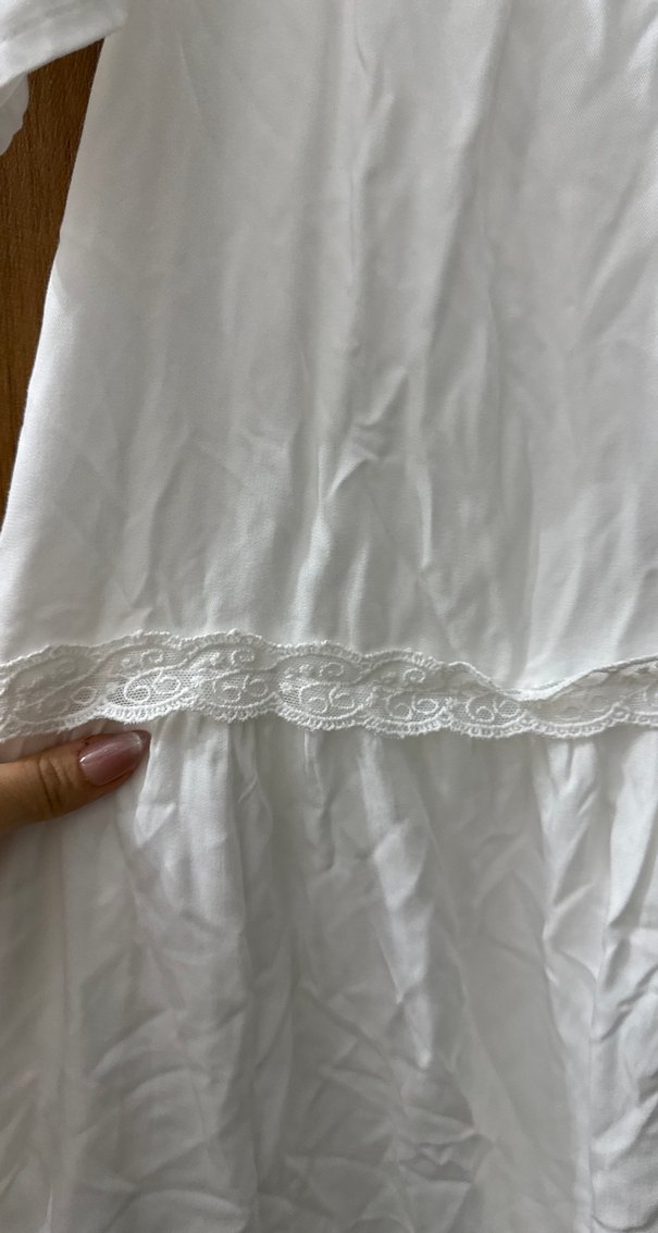 Beyaz Bohem Midi Elbise - Görsel 4