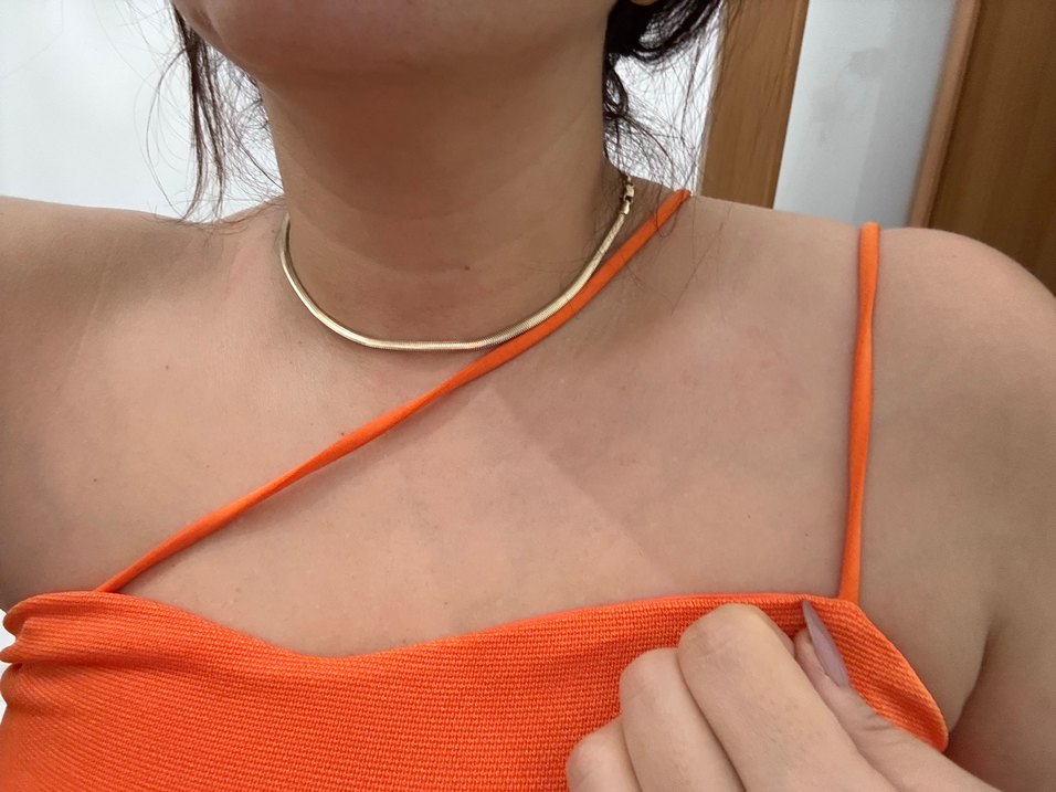 Turuncu Drapeli Askılı Triko Elbise - Görsel 5