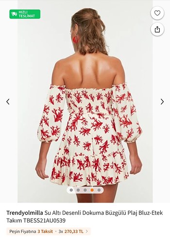 Kırmızı Desenli Straplez Mini Bohem Elbise - Görsel 2