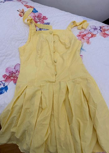 Trendyolmilla Sarı Düğmeli Mini Elbise - Görsel 3