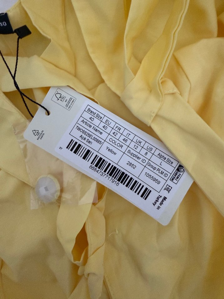 Trendyolmilla Sarı Düğmeli Mini Elbise - Görsel 4