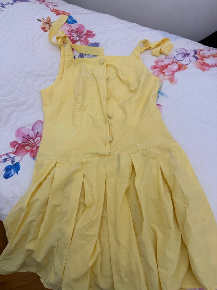 Trendyolmilla Sarı Düğmeli Mini Elbise - Görsel 3