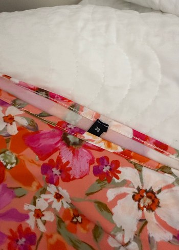 Pembe Çiçekli Straplez Mini Elbise - Görsel 4