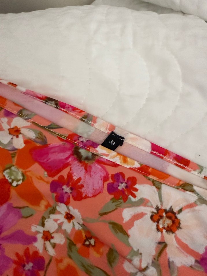 Pembe Çiçekli Straplez Mini Elbise - Görsel 4