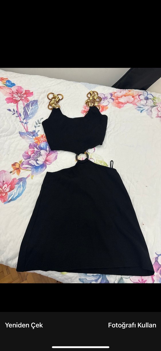 Zincir Detaylı Siyah Uzun Abiye Elbise - Görsel 2