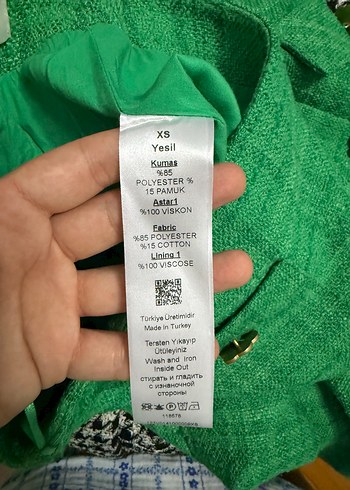 xs Beden Düğmeli Mini Yeşil Kadın Ceket adl marka