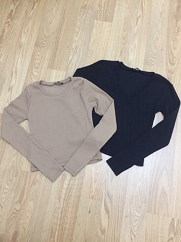 Camel ve V yaka Siyah Bluz